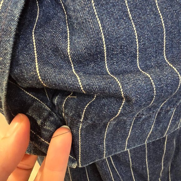 Ralph Laurel Jeans Blazer And Skirt Size 6 Blue With Pin Strips 100% Cotton - Picture 13 of 16